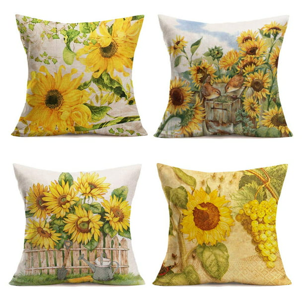18" Sunflower Linen Cotton Throw Pillow Case Cushion Cover Fashion Home Decor 